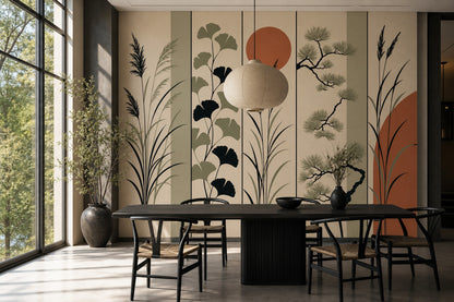 Botanical Wallpaper Minimalist Removable Sage Green Wall Decor
