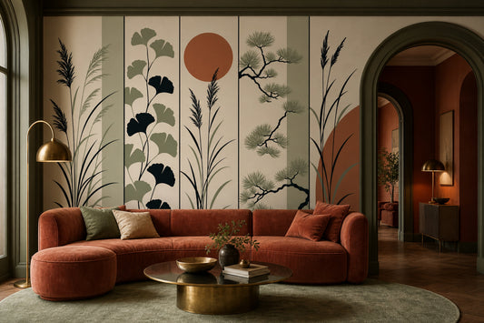 Botanical Wallpaper Minimalist Removable Sage Green Wall Decor