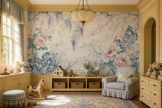 Chinoiserie Wallpaper Oriental Watercolor Removable Wall Decor