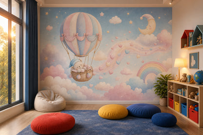 Hot Air Balloon Wallpaper Nursery Removable Bear Wall Decor