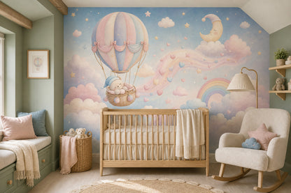 Hot Air Balloon Wallpaper Nursery Removable Bear Wall Decor