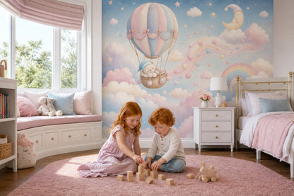Hot Air Balloon Wallpaper Nursery Removable Bear Wall Decor