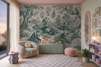 Toile Wallpaper Botanical Illustration Removable Pastoral Landscape Wall Decor