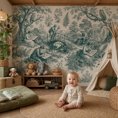 Toile Wallpaper Botanical Illustration Removable Pastoral Landscape Wall Decor