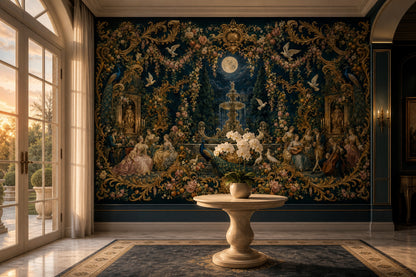 Moonlit Garden Wallpaper Gilded Rococo European Palace Wall Mural