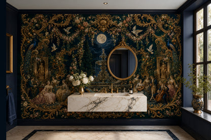Moonlit Garden Wallpaper Gilded Rococo European Palace Wall Mural