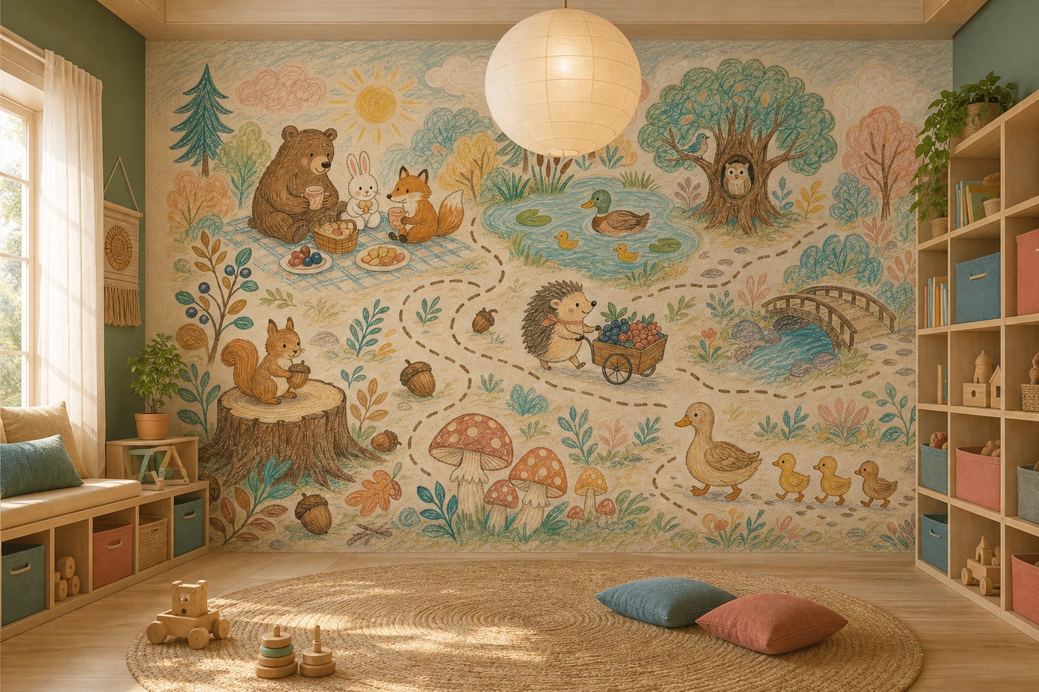 Woodland Wallpaper Storybook Animals Wall Mural