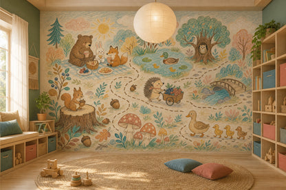 Woodland Wallpaper Storybook Animals Wall Mural