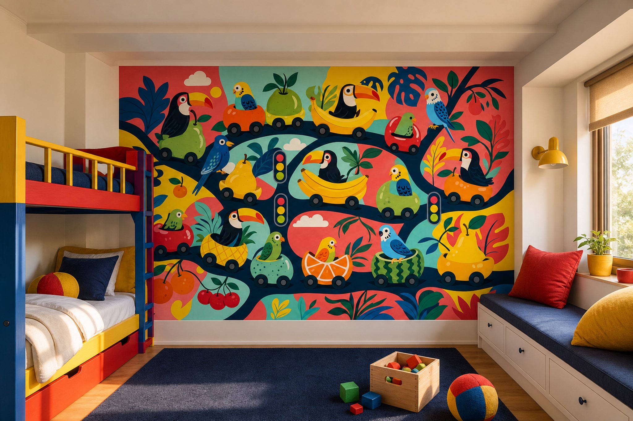 Tropical Birds Wallpaper Toucan Removable Parrot Wall Decor