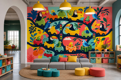 Tropical Birds Wallpaper Toucan Removable Parrot Wall Decor