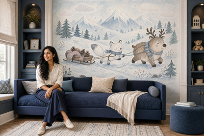 Winter Landscape Wallpaper Snowy Mountains Pine Trees Wall Mural