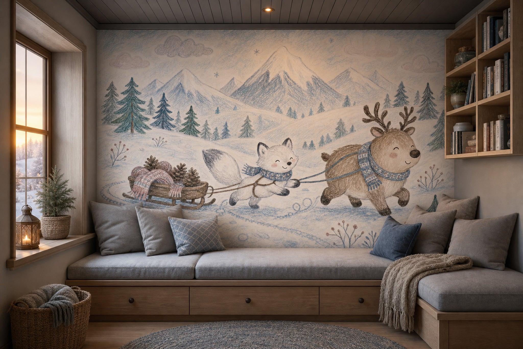 Winter Landscape Wallpaper Snowy Mountains Pine Trees Wall Mural