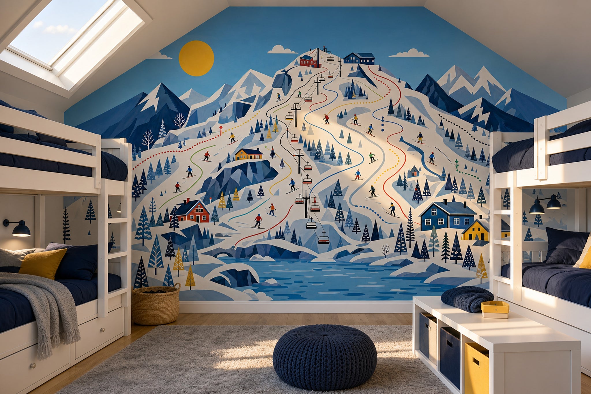 Winter Landscape Wallpaper Ski Resort Snowy Mountains Removable Wall Decor