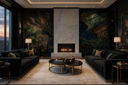 Dark Abstract Wallpaper Marble Effect Celestial Night Sky Wall Mural
