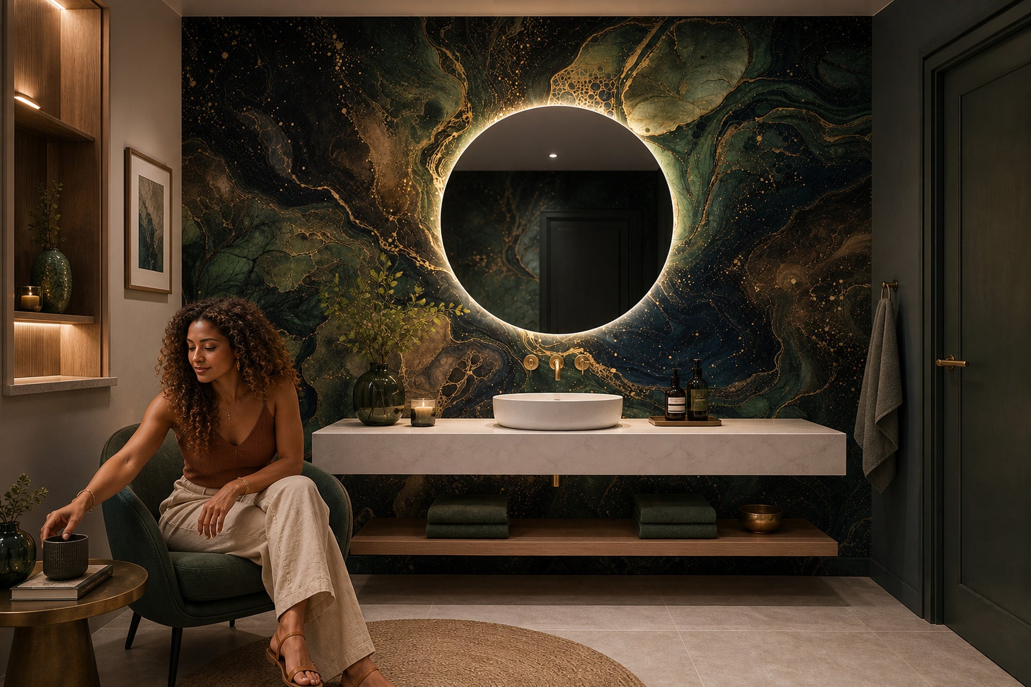 Dark Abstract Wallpaper Marble Effect Celestial Night Sky Wall Mural