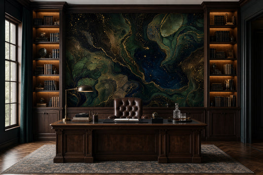 Dark Abstract Wallpaper Marble Effect Celestial Night Sky Wall Mural