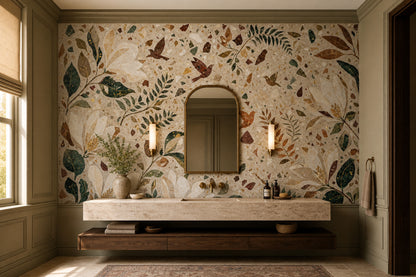 Terrazzo Texture Wallpaper Botanical Removable Floral Wall Decor