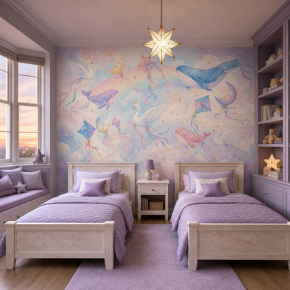 Pastel Sky Wallpaper Watercolor Removable Rainbow Wall Decor