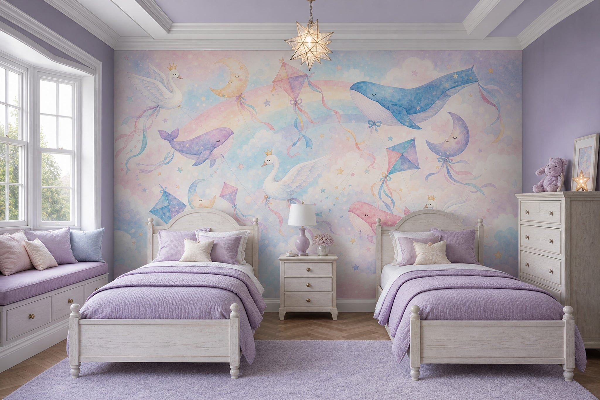 Pastel Sky Wallpaper Watercolor Removable Rainbow Wall Decor