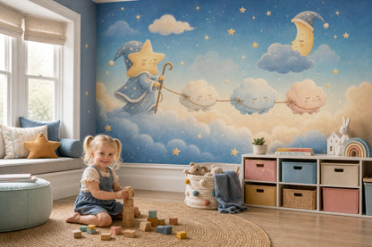 Watercolor Texture Wallpaper Dreamy Sky Nursery Wall Mural
