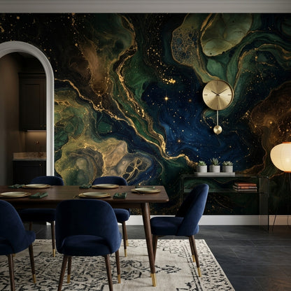 Dark Abstract Wallpaper Marble Effect Celestial Night Sky Wall Mural
