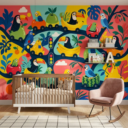 Tropical Birds Wallpaper Toucan Removable Parrot Wall Decor
