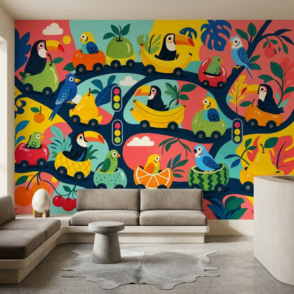 Tropical Birds Wallpaper Toucan Removable Parrot Wall Decor