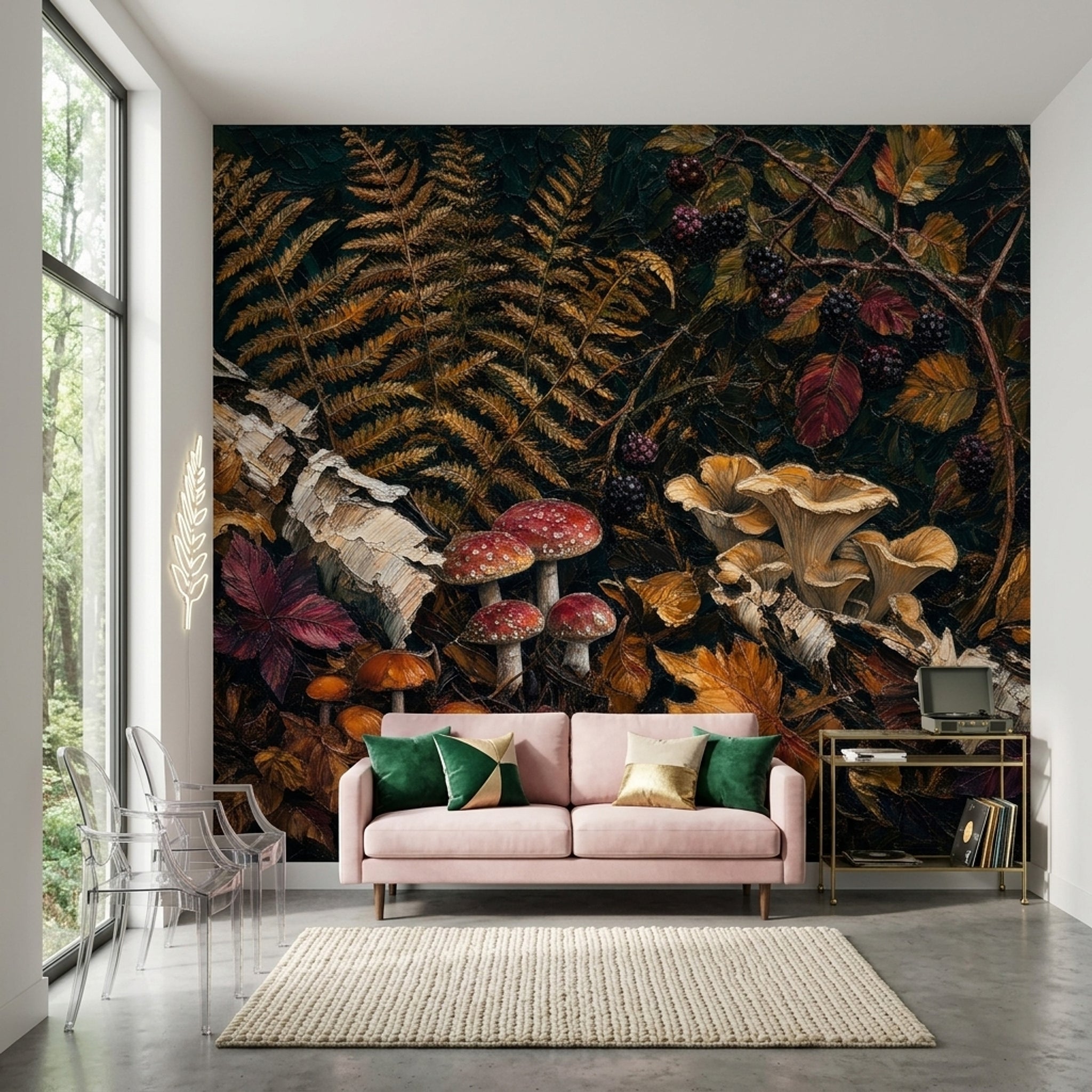 Dark Woodland Wallpaper Forest Floor Autumn Leaves Removable Wall Decor