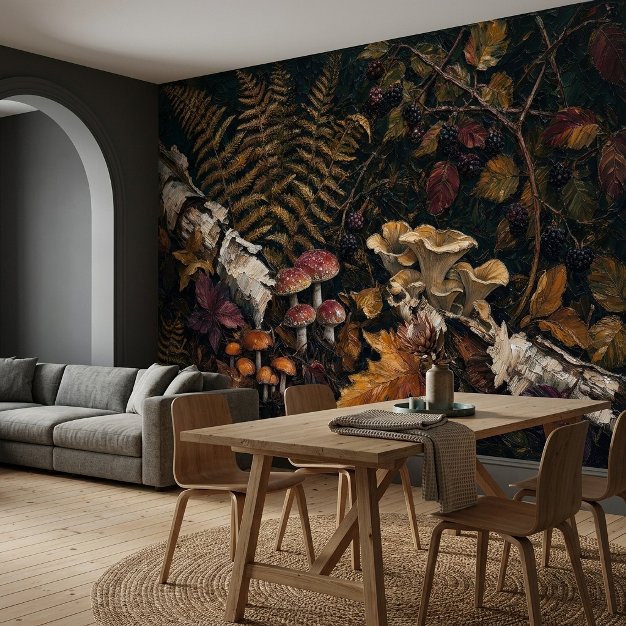 Dark Woodland Wallpaper Forest Floor Autumn Leaves Removable Wall Decor