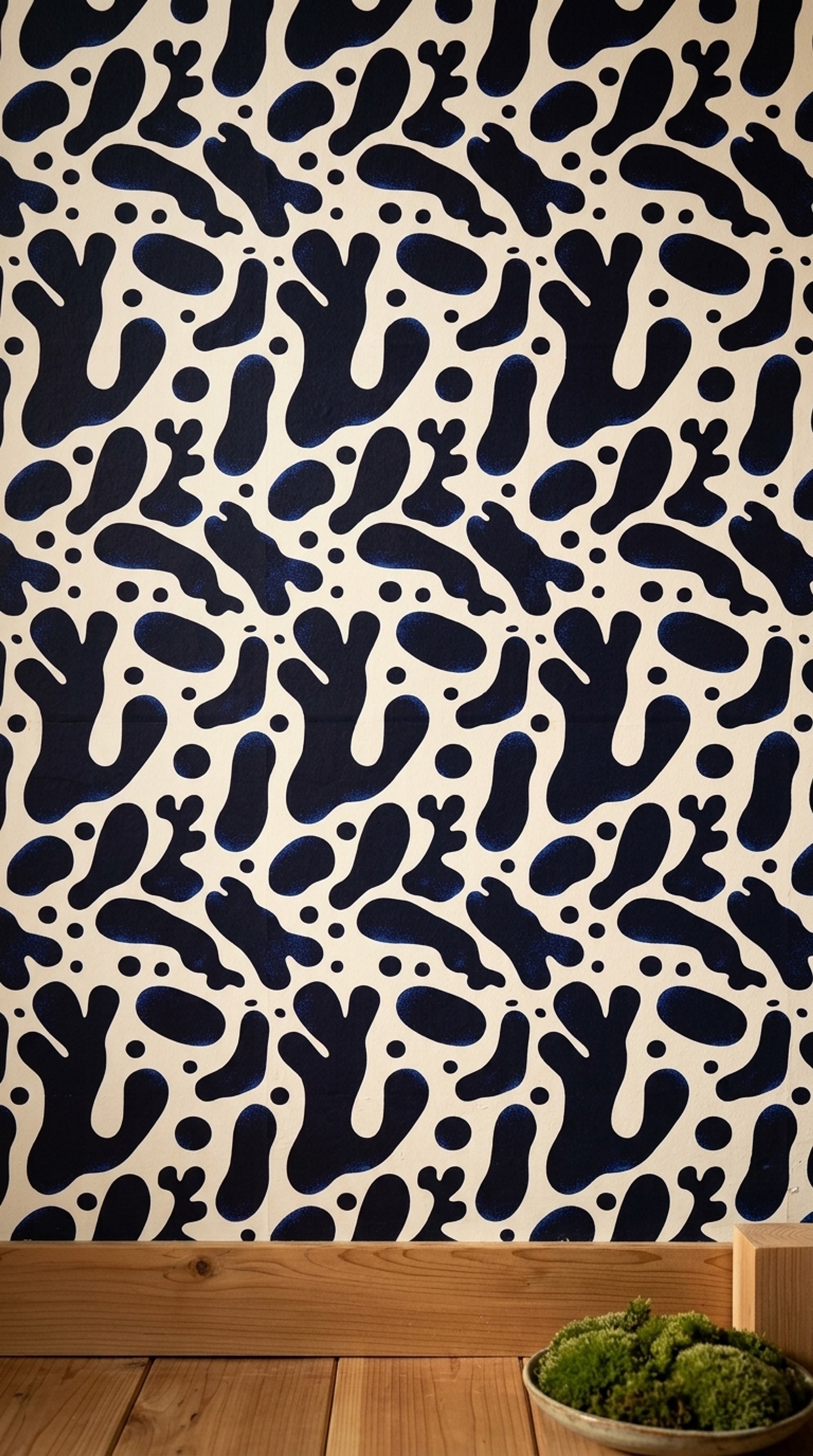 Abstract Wallpaper Dark Navy Organic Blobs Removable Wall Decor