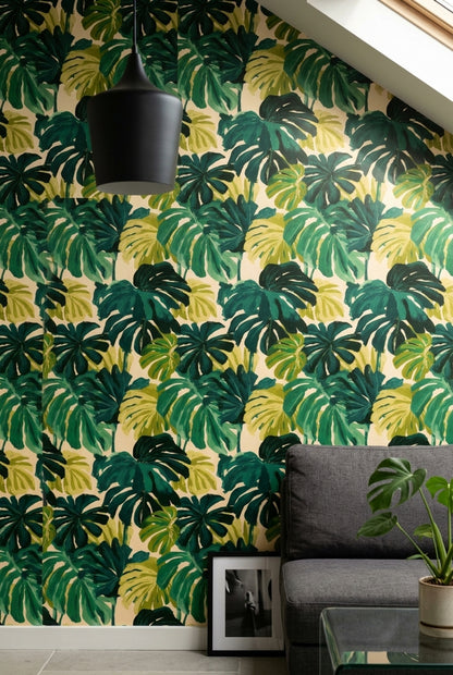 Tropical Leaves Wallpaper Monstera Botanical Decorative Mural