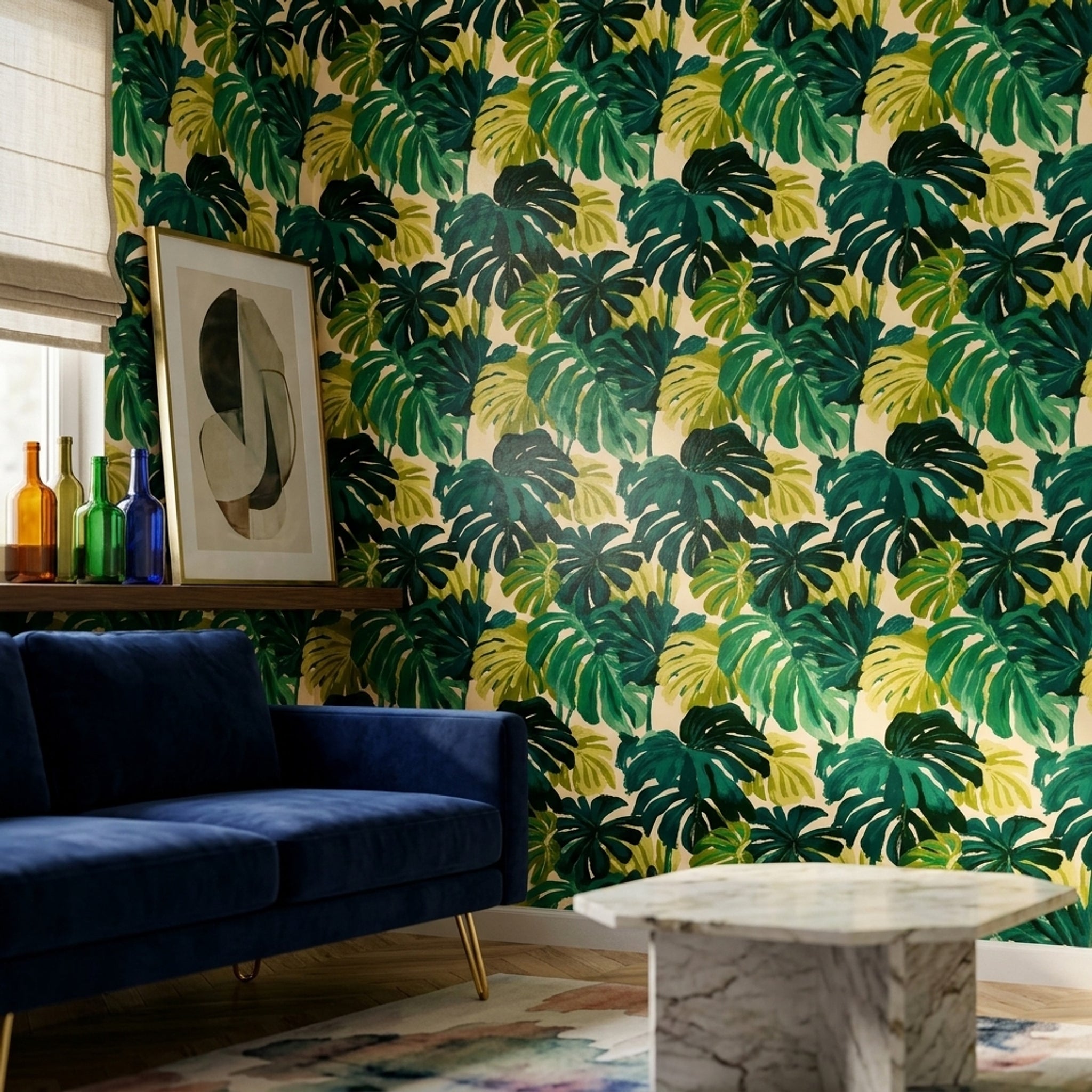 Tropical Leaves Wallpaper Monstera Botanical Decorative Mural