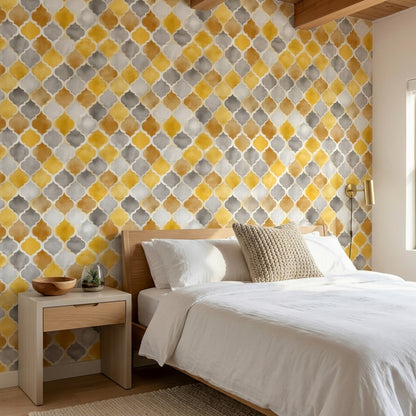 Watercolor Texture Wallpaper Painted Wash Trellis Decorative Mural