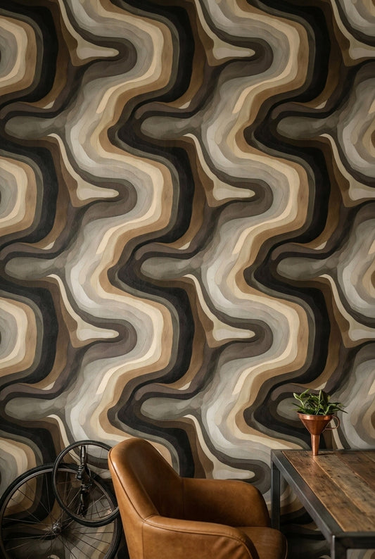 Mid Century Modern Wallpaper Organic Minimal Removable Wall Decor