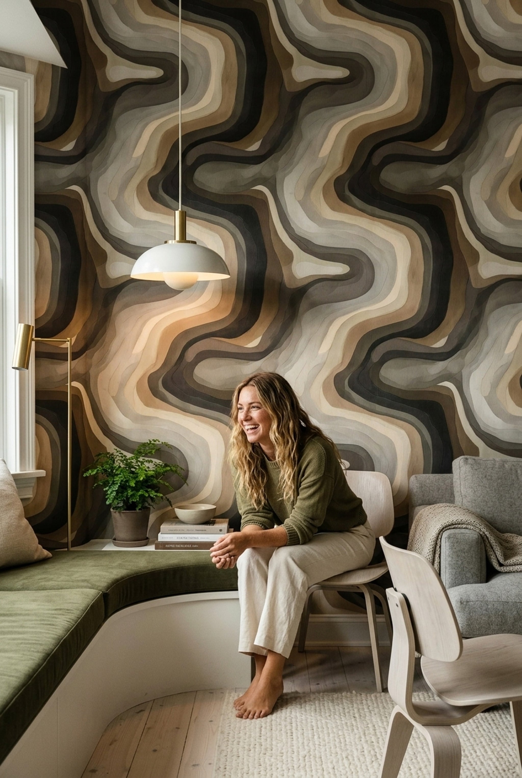 Mid Century Modern Wallpaper Organic Minimal Removable Wall Decor