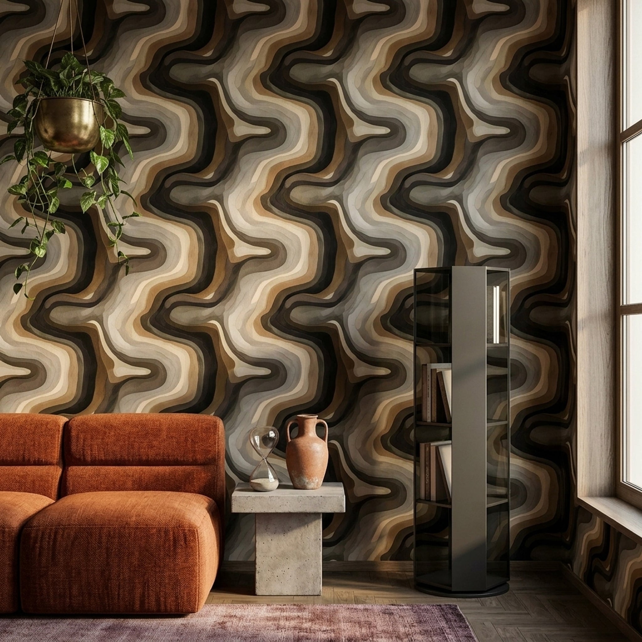 Mid Century Modern Wallpaper Organic Minimal Removable Wall Decor