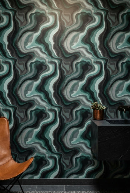 Agate Wallpaper Marble Topographic Lines Decorative Mural