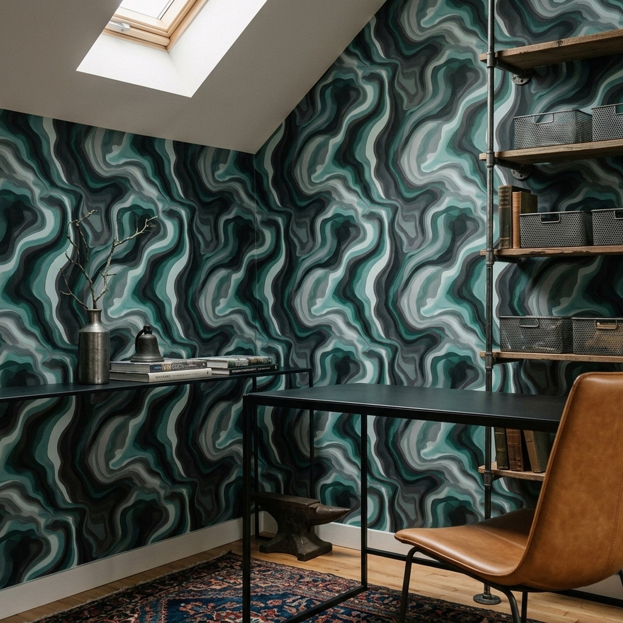 Agate Wallpaper Marble Topographic Lines Decorative Mural