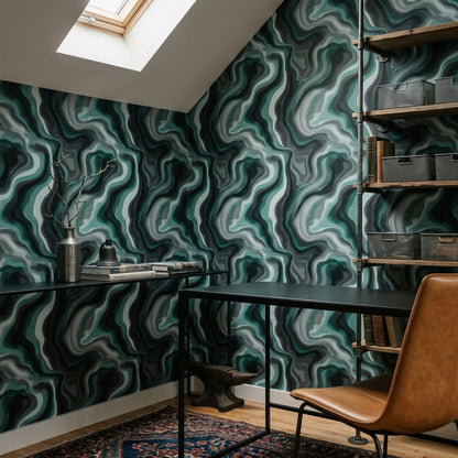 Agate Wallpaper Marble Topographic Lines Decorative Mural