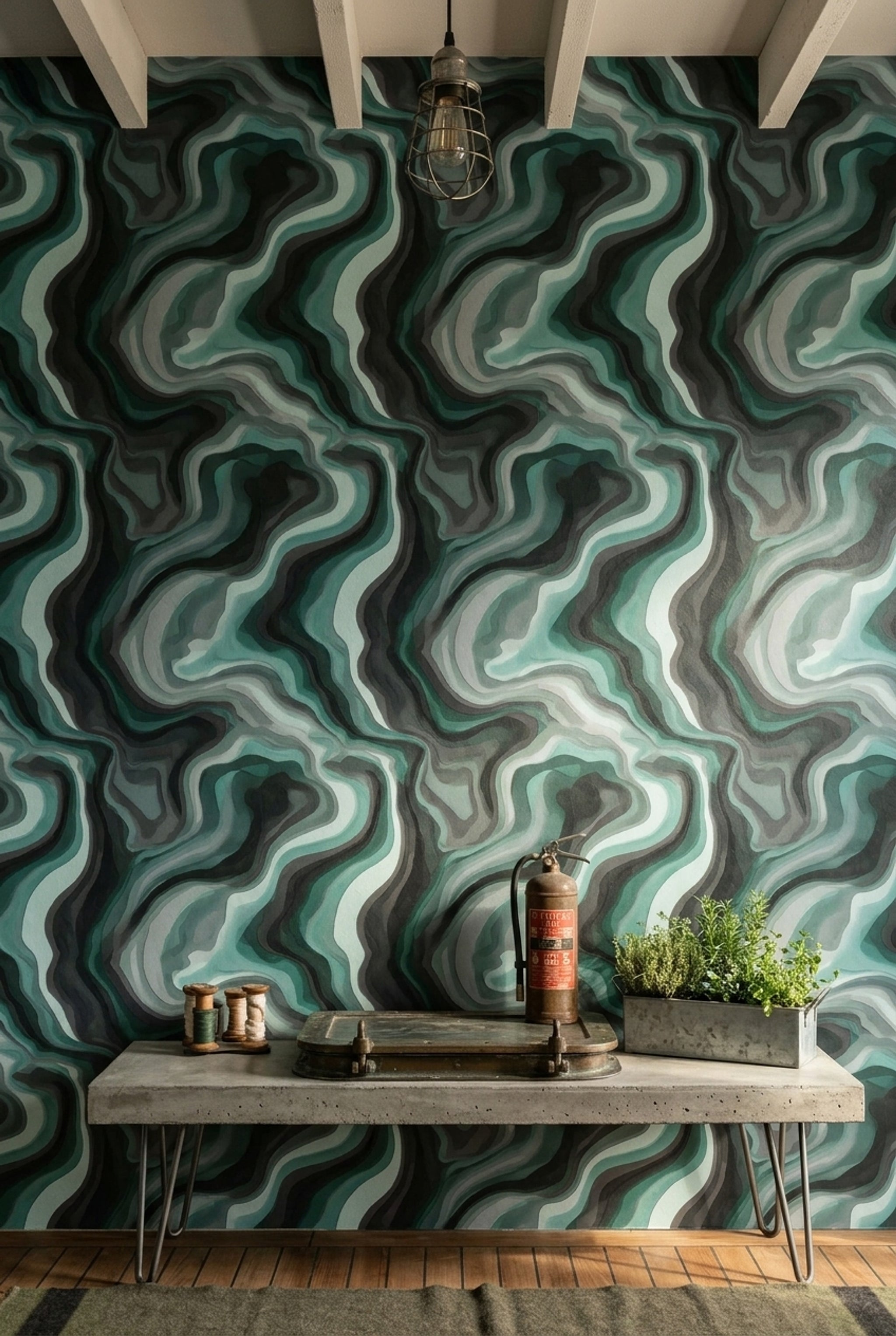 Agate Wallpaper Marble Topographic Lines Decorative Mural
