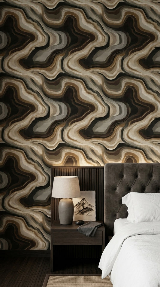 Agate Wallpaper Topographic Lines Removable Wavy Layers Wall Double Roll