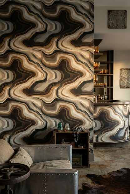 Agate Wallpaper Topographic Lines Removable Wavy Layers Wall Double Roll
