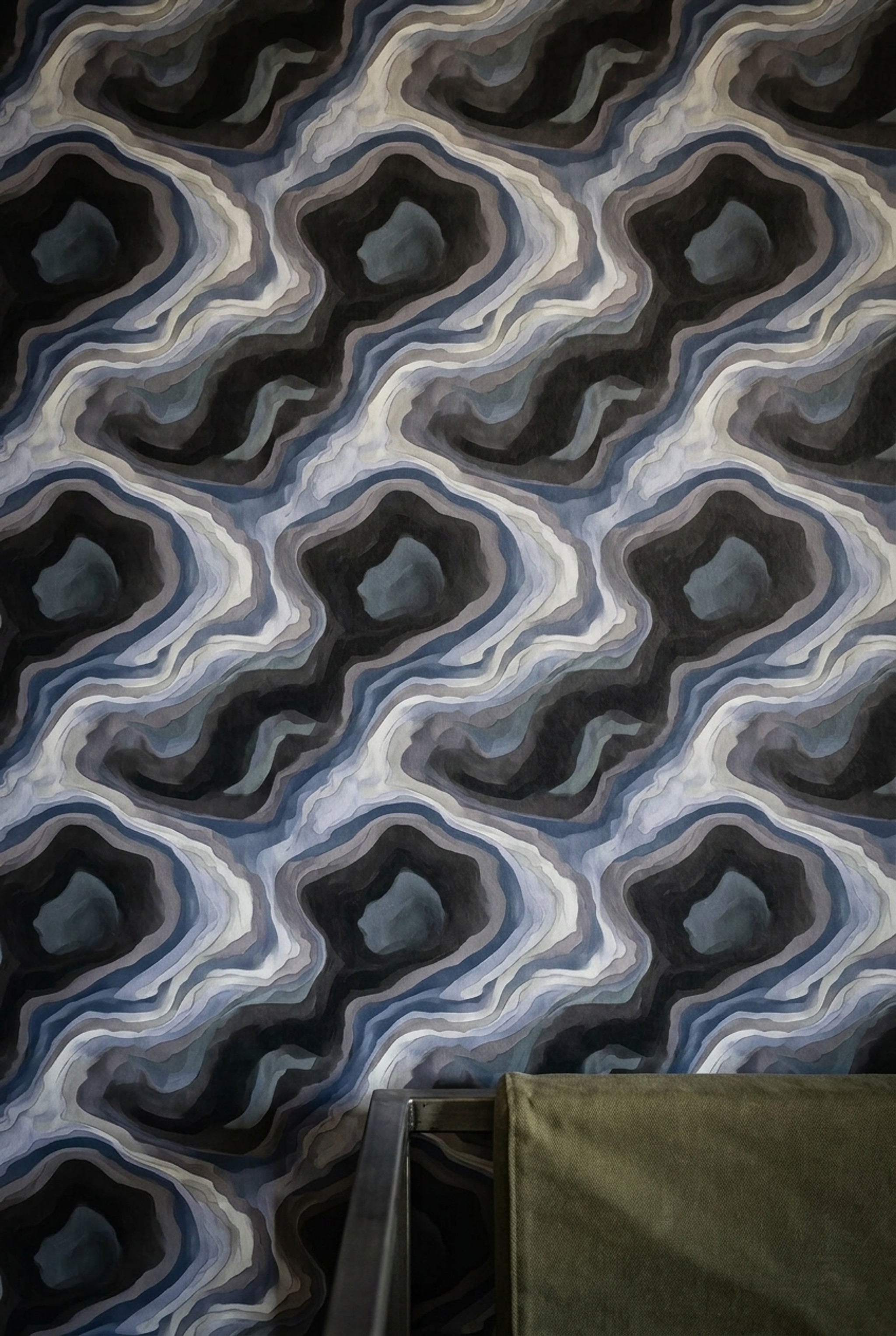 Dark Abstract Wallpaper Topographic Contours Marble Agate Removable Wall Decor