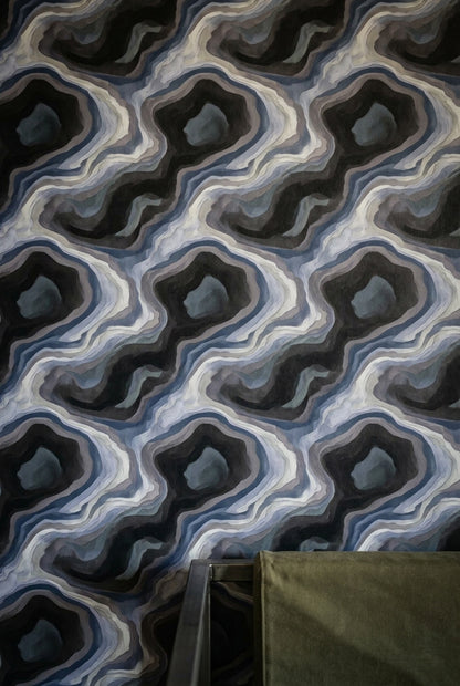Dark Abstract Wallpaper Topographic Contours Marble Agate Removable Wall Decor