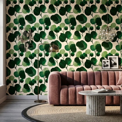 Botanical Wallpaper Green Leaves Eucalyptus Decorative Mural