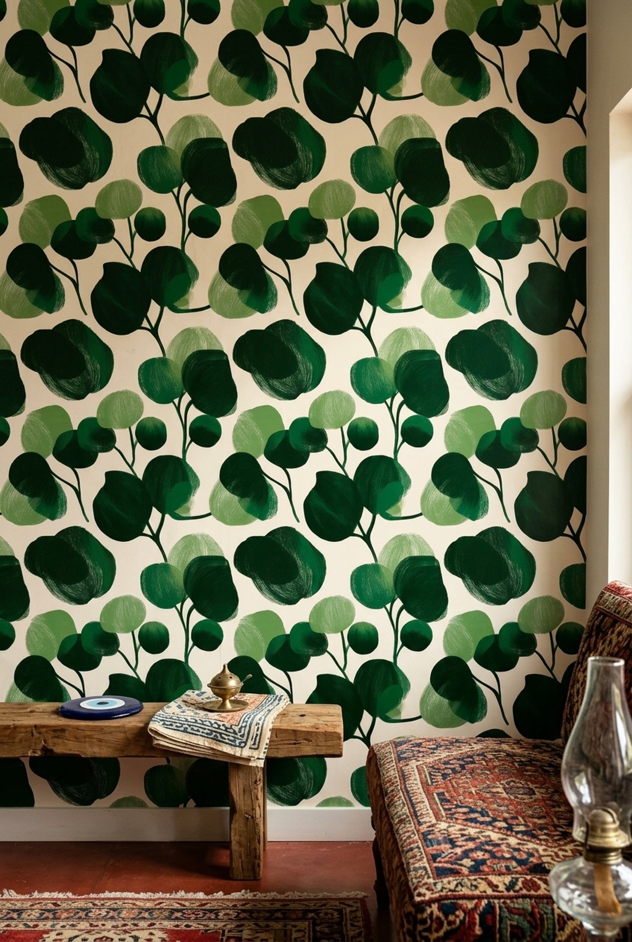 Botanical Wallpaper Green Leaves Eucalyptus Decorative Mural