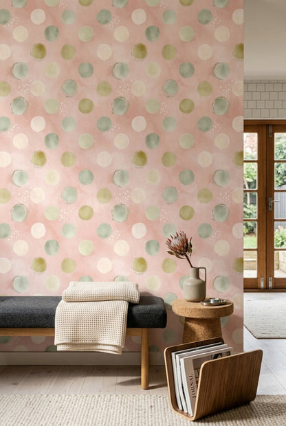 Watercolor Texture Wallpaper Pastel Wash Removable Abstract Dots Wall Double Roll