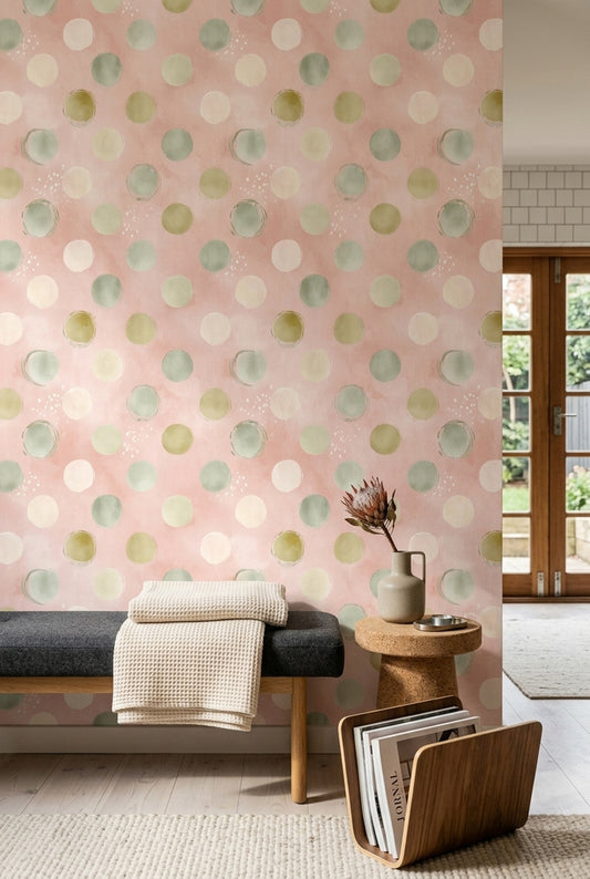 Watercolor Texture Wallpaper Pastel Wash Removable Abstract Dots Wall Double Roll