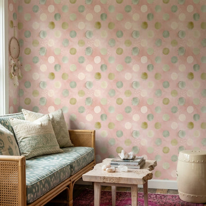 Watercolor Texture Wallpaper Pastel Wash Removable Abstract Dots Wall Double Roll