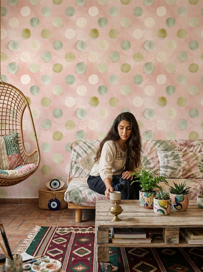 Watercolor Texture Wallpaper Pastel Wash Removable Abstract Dots Wall Double Roll
